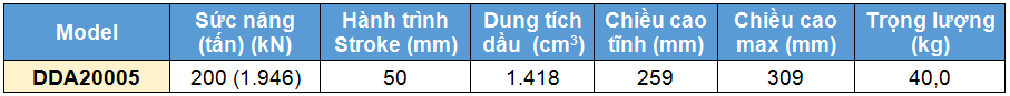 Kich 2 chieu bang nhom 200 tan 50 mm, kich 2 chieu