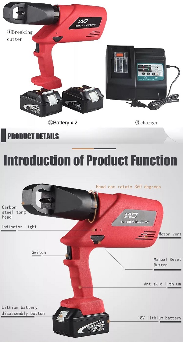 Máy cắt đai ôc thủy lực chạy pin M10-M24